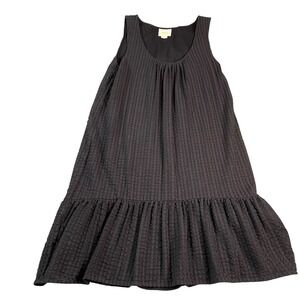 Anthropologie Maeve Black Waffle‎ Dress Size S Sleeveless High Low Hemline